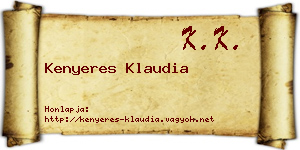 Kenyeres Klaudia névjegykártya
